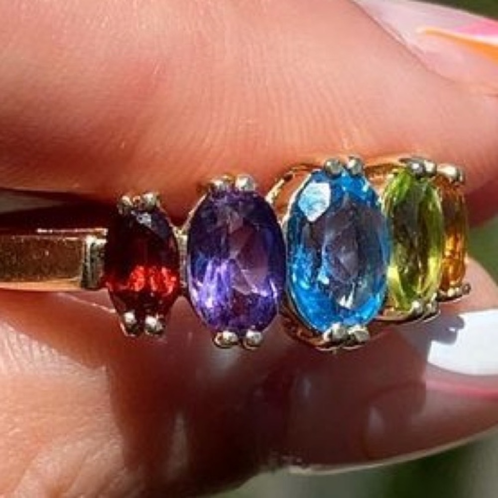 Multicolor Gemstone Gold Ring - Picture 12 of 12
